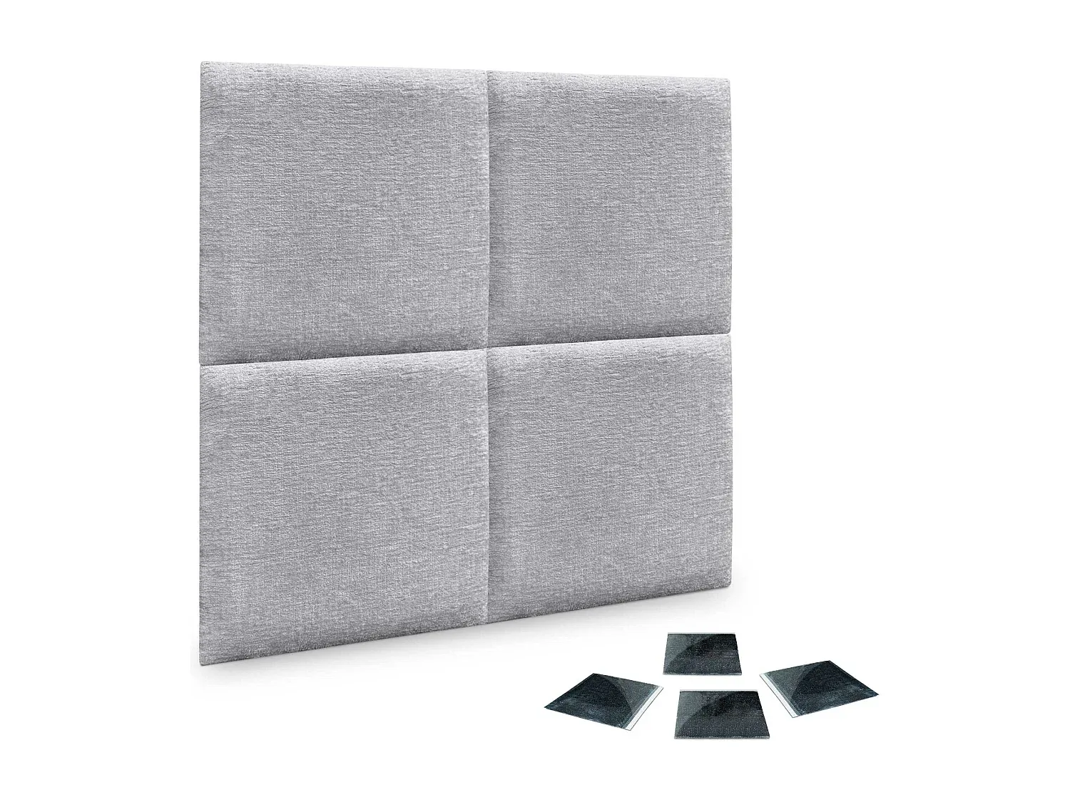 4er-Set umweltfreundliche Akustik-Wollplatten, selbstklebend, schallabsorbierend, 50 x 50 cm, hellgrau