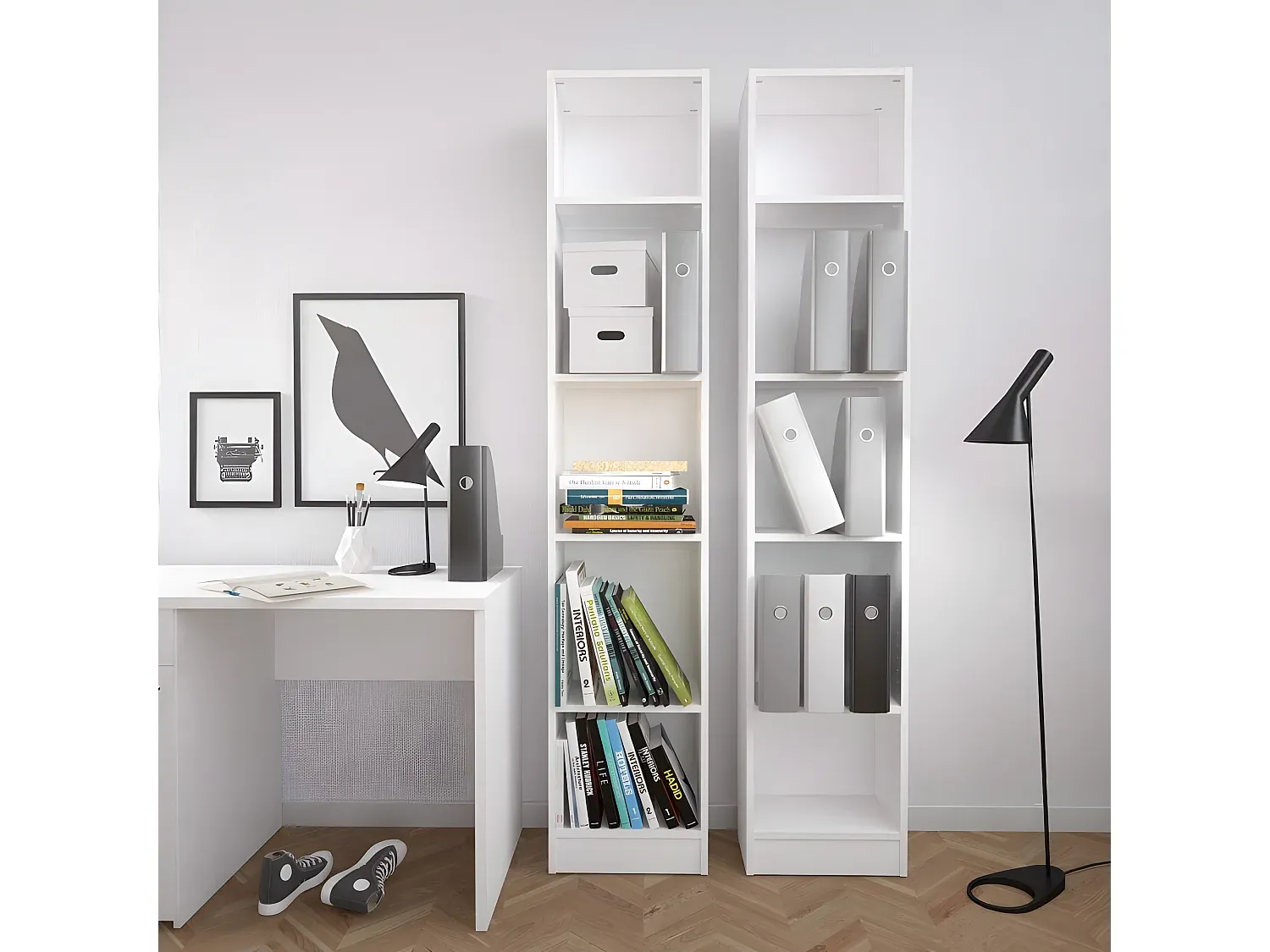 Modernes Regal mit 4 Ablagen in Weiß