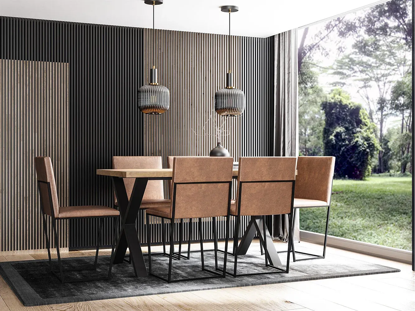 Moderner Esstisch in Weiß und Schwarz, ausziehbar