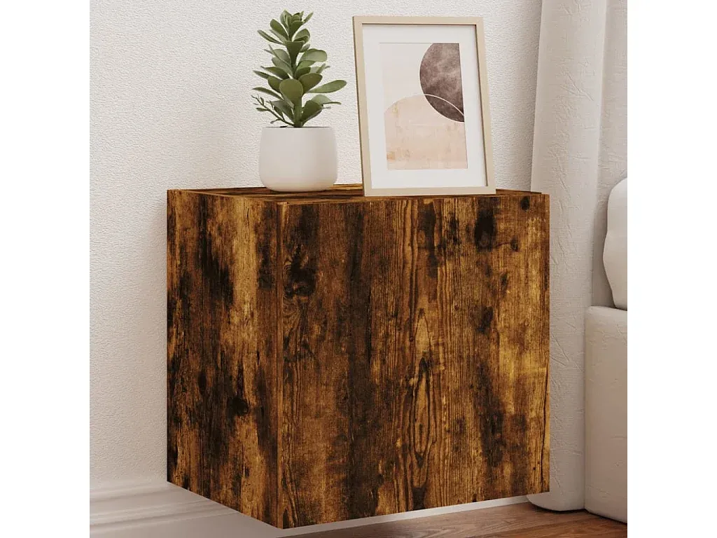 Schwebender TV-Schrank mit LED-Beleuchtung, Eiche