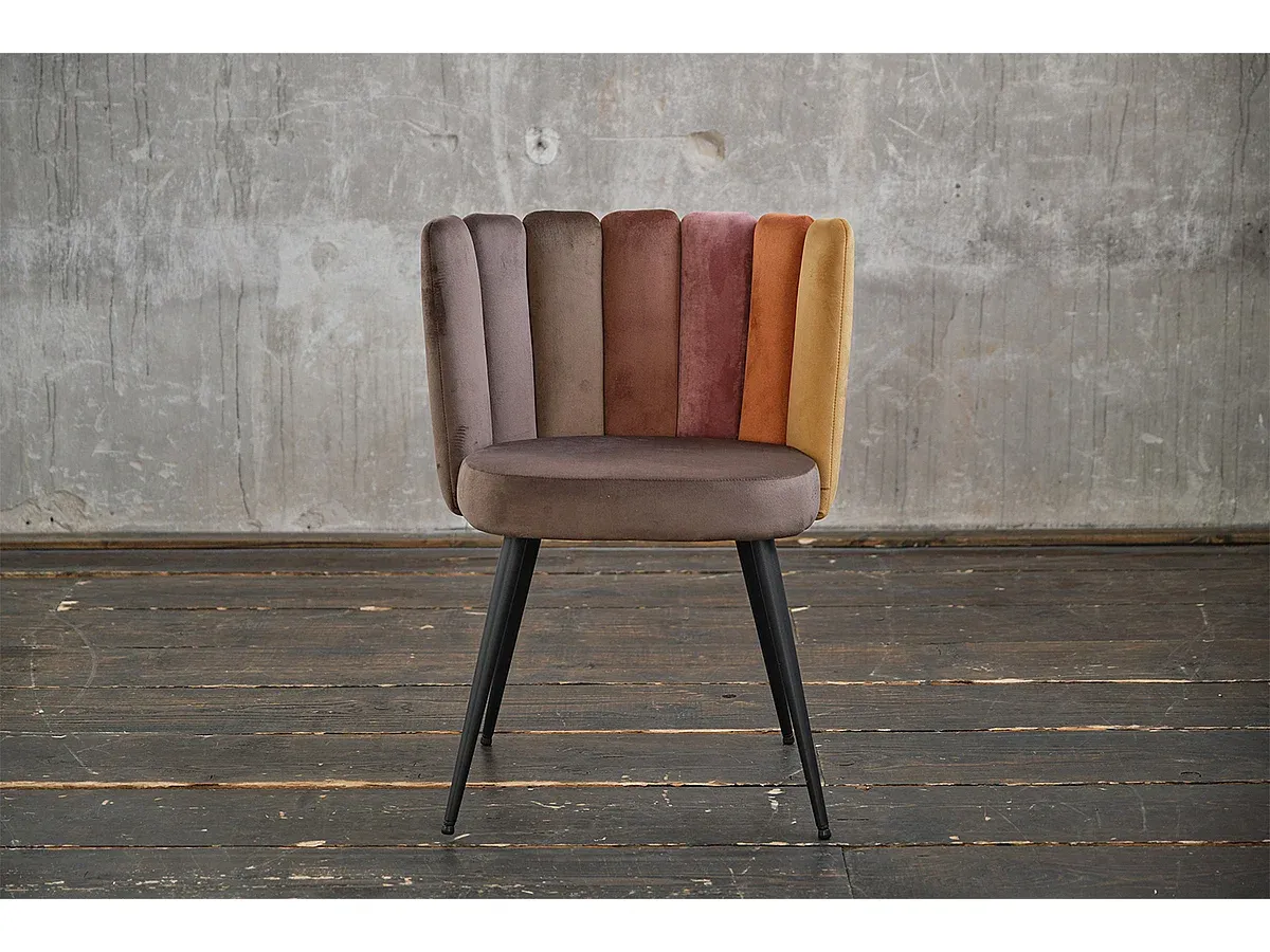 Brauner Esszimmerstuhl aus Samt