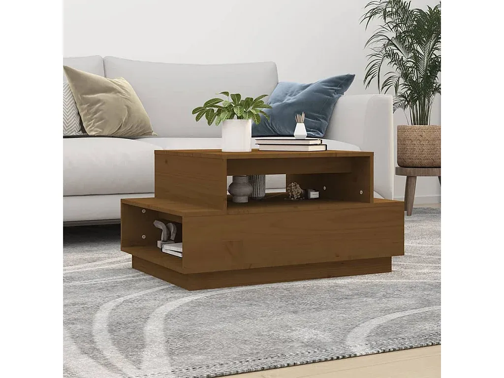 Rechteckiger Couchtisch, honigbraun, Kiefernholz