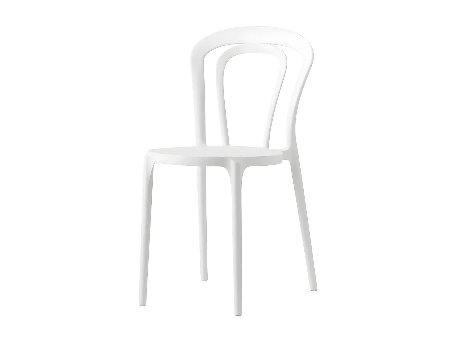 Stapelbare weiße Polypropylen-Stühle für Innen- und Außenbereich, 2er-Set