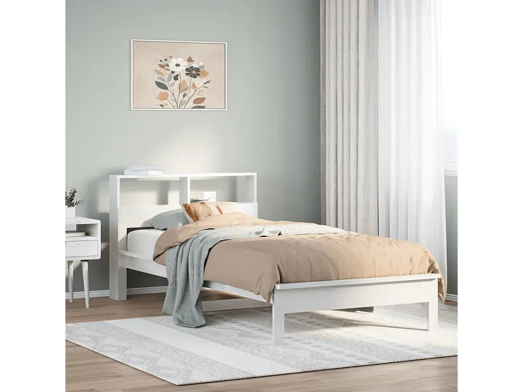 Holzbett mit integriertem Regal 90x200 cm