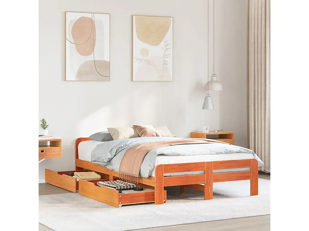 Kiefernholz Einzelbett 120x200 cm Wachsbraun