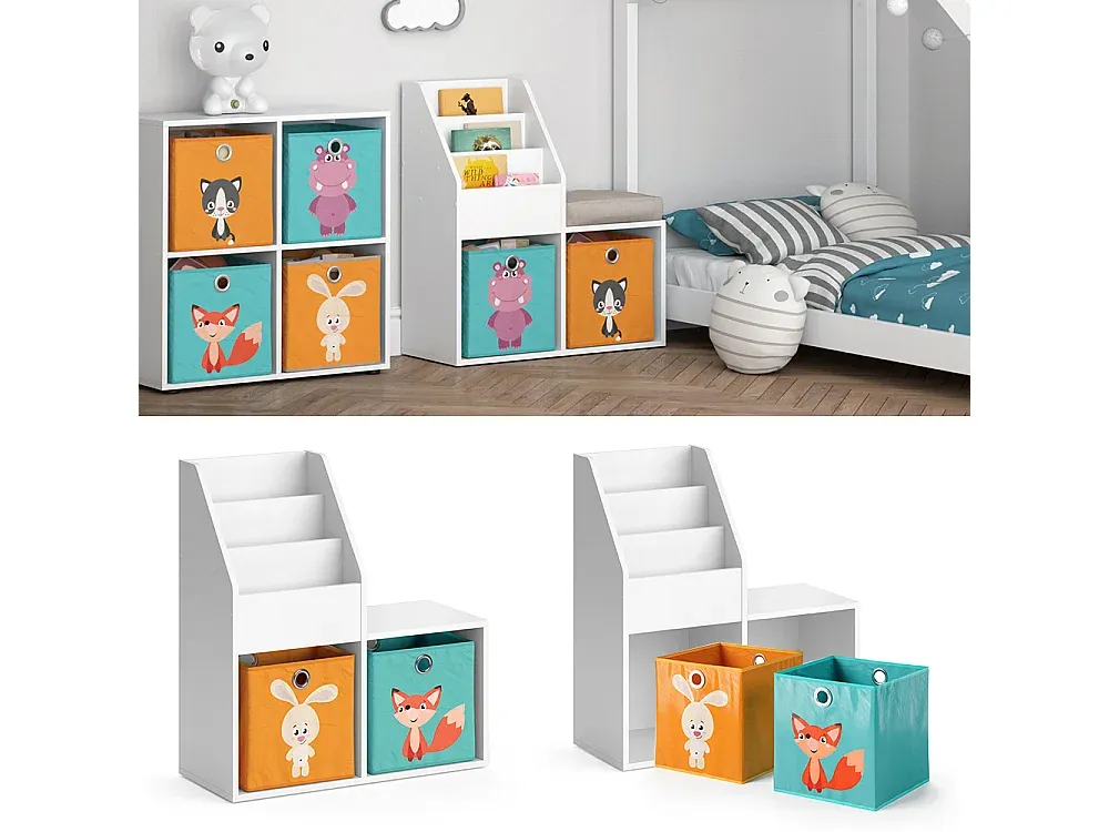 Weißes Kinderregal mit drei Ebenen