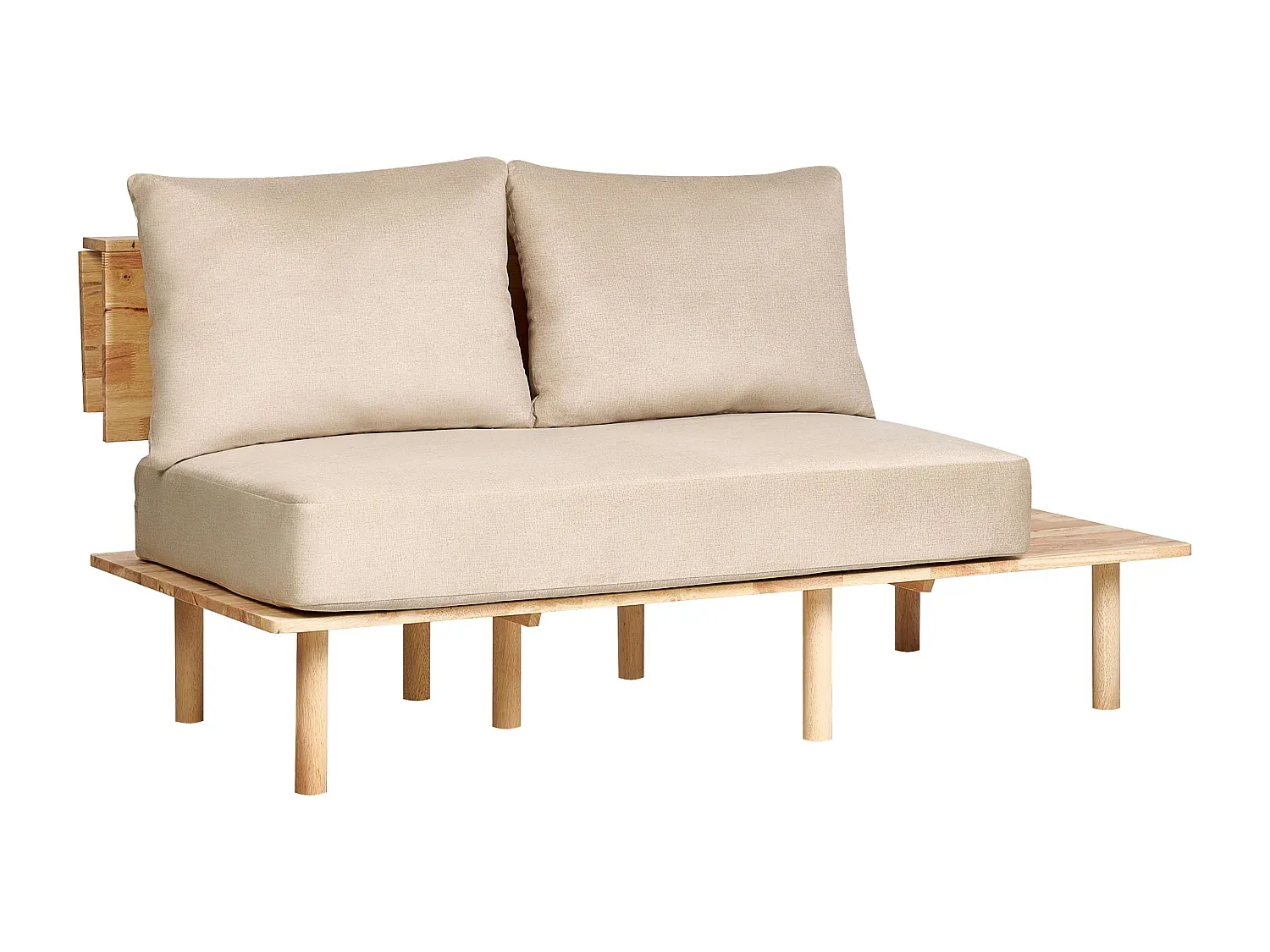 Beiges 2-Sitzer Sofa mit Ablage