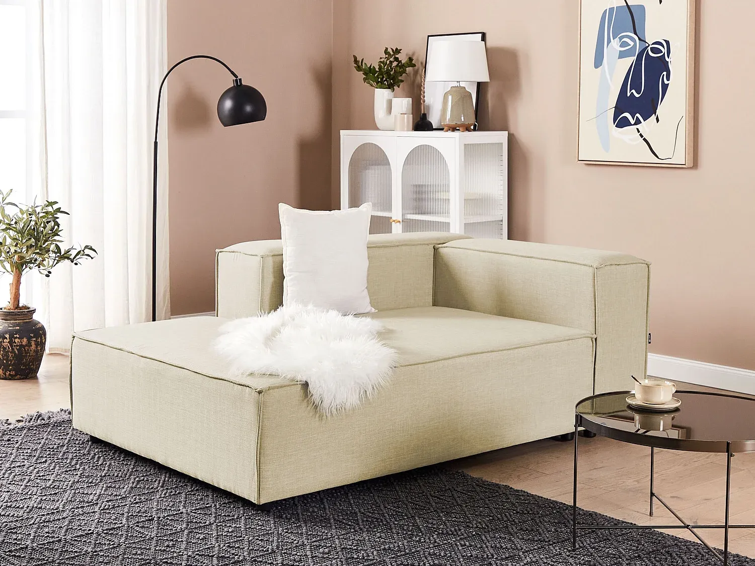 Elegante Chaiselongue aus Leinen in Beige