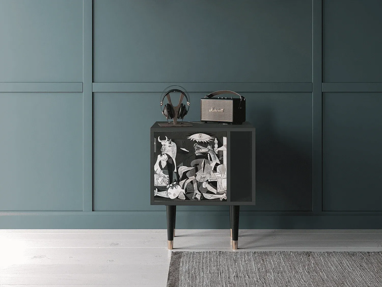 Moderner Nachttisch in Anthrazit, Kompaktes Design