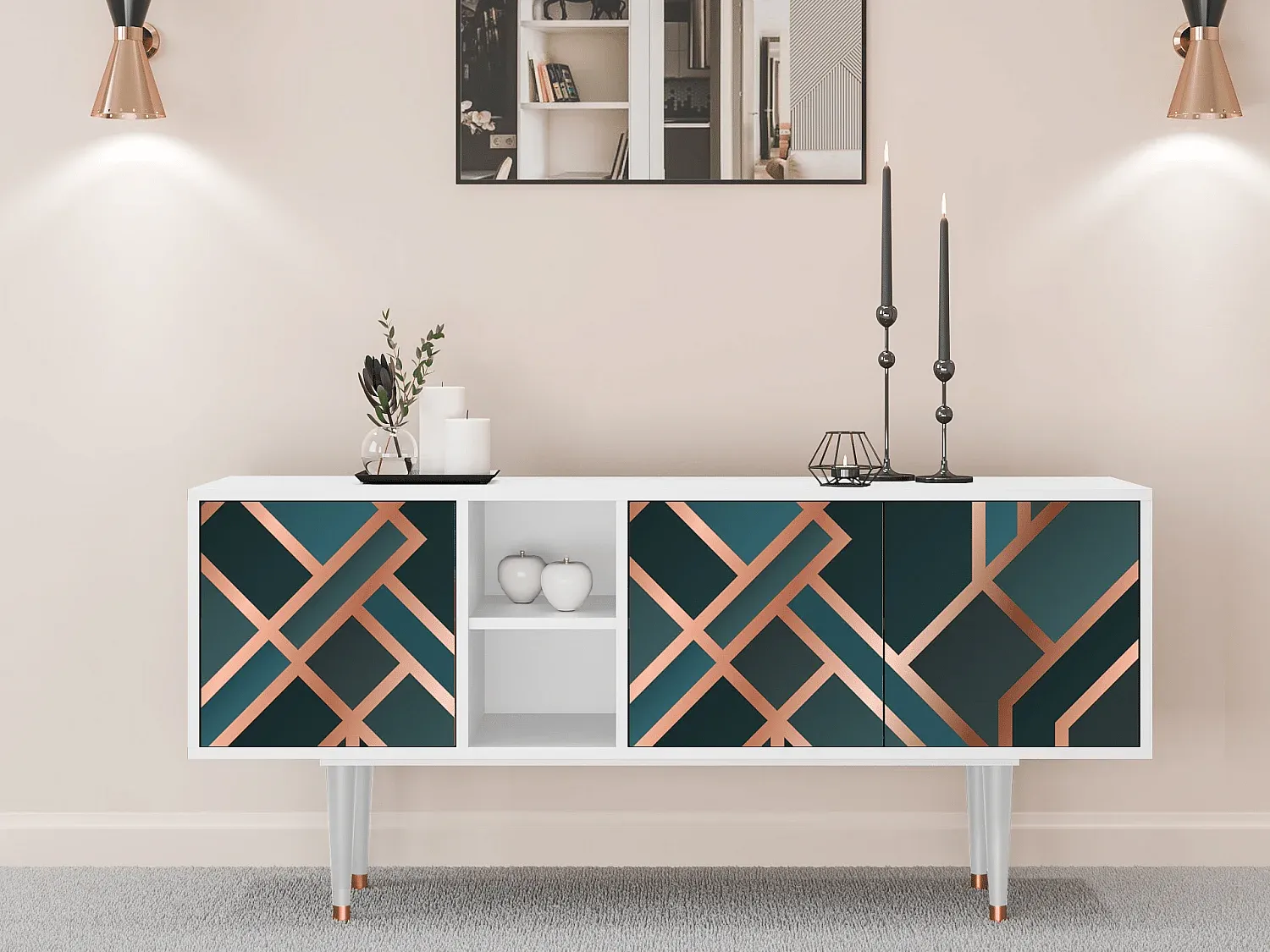 Moderner TV-Schrank mit Stauraum, Weiß