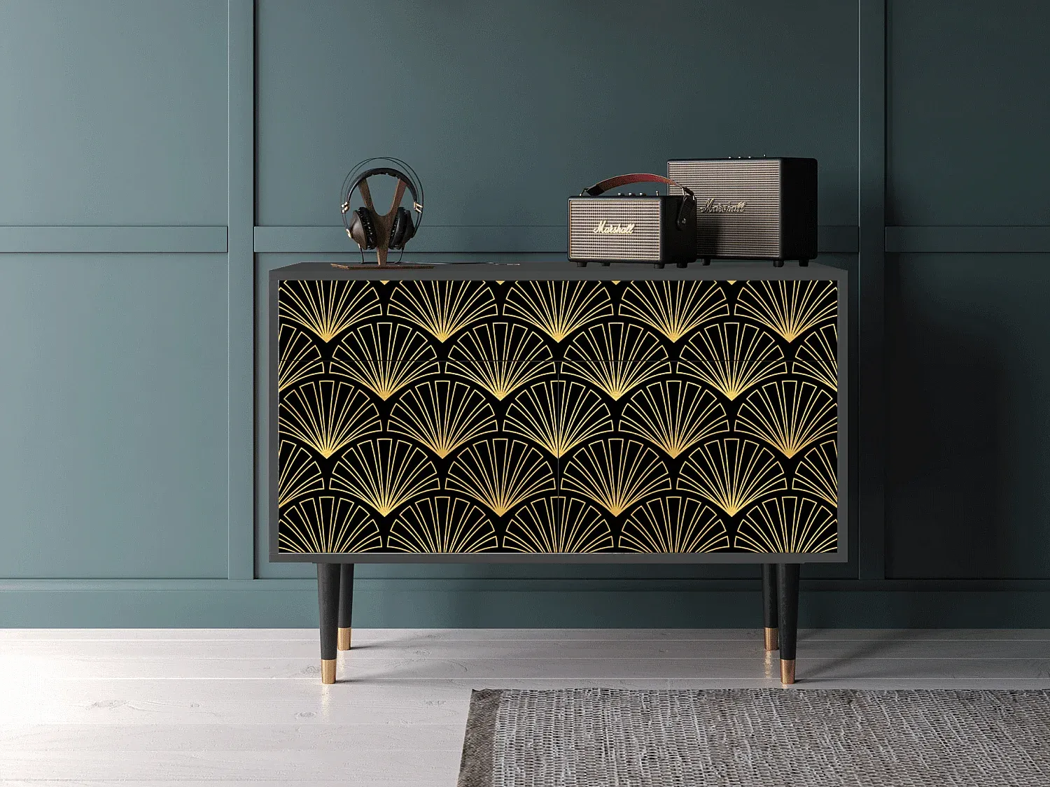 Modernes Sideboard in Anthrazit, 115x85x48 cm