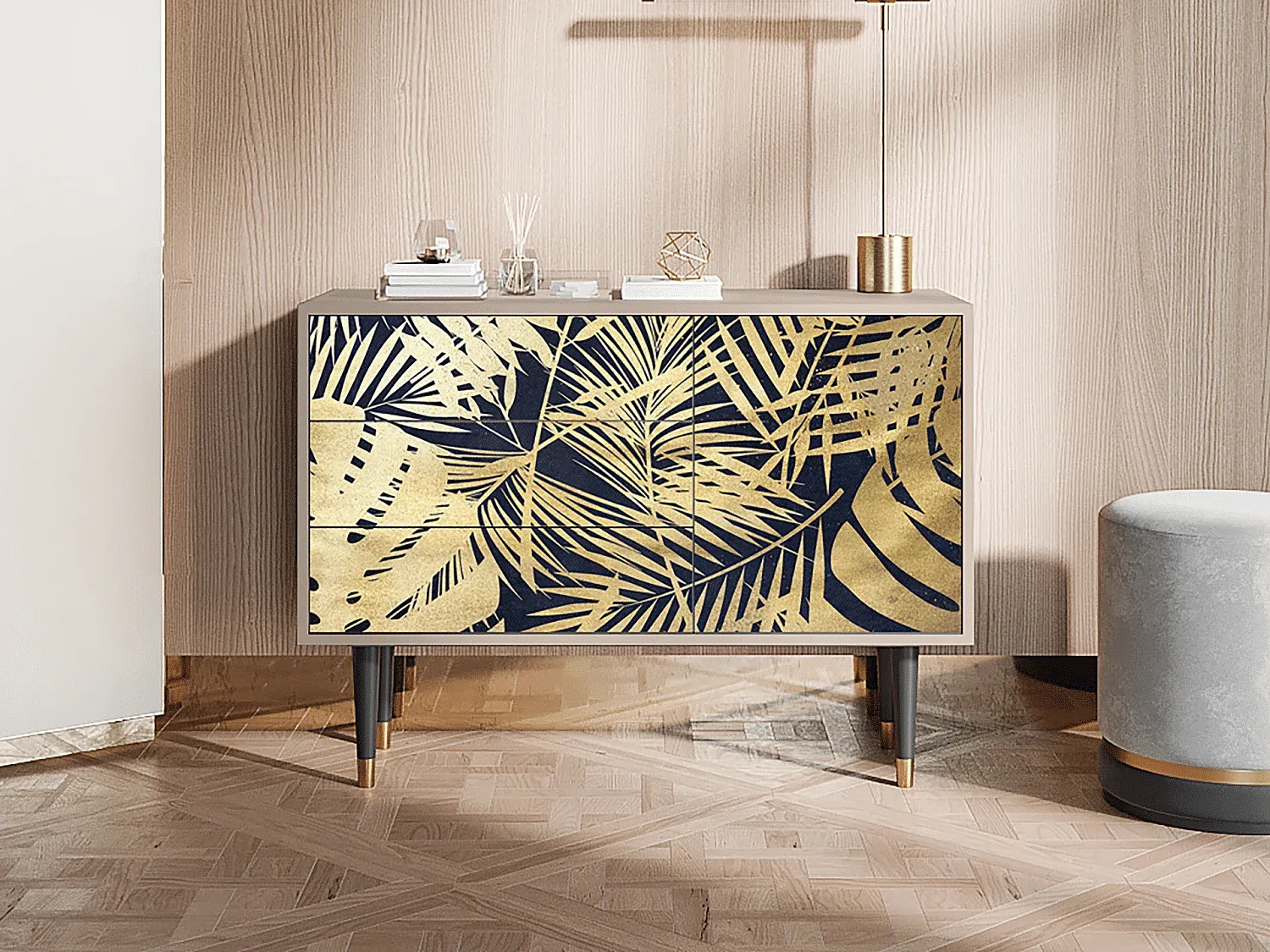 Moderner Sideboard mit Dschungelmotiv, 115x84x41 cm