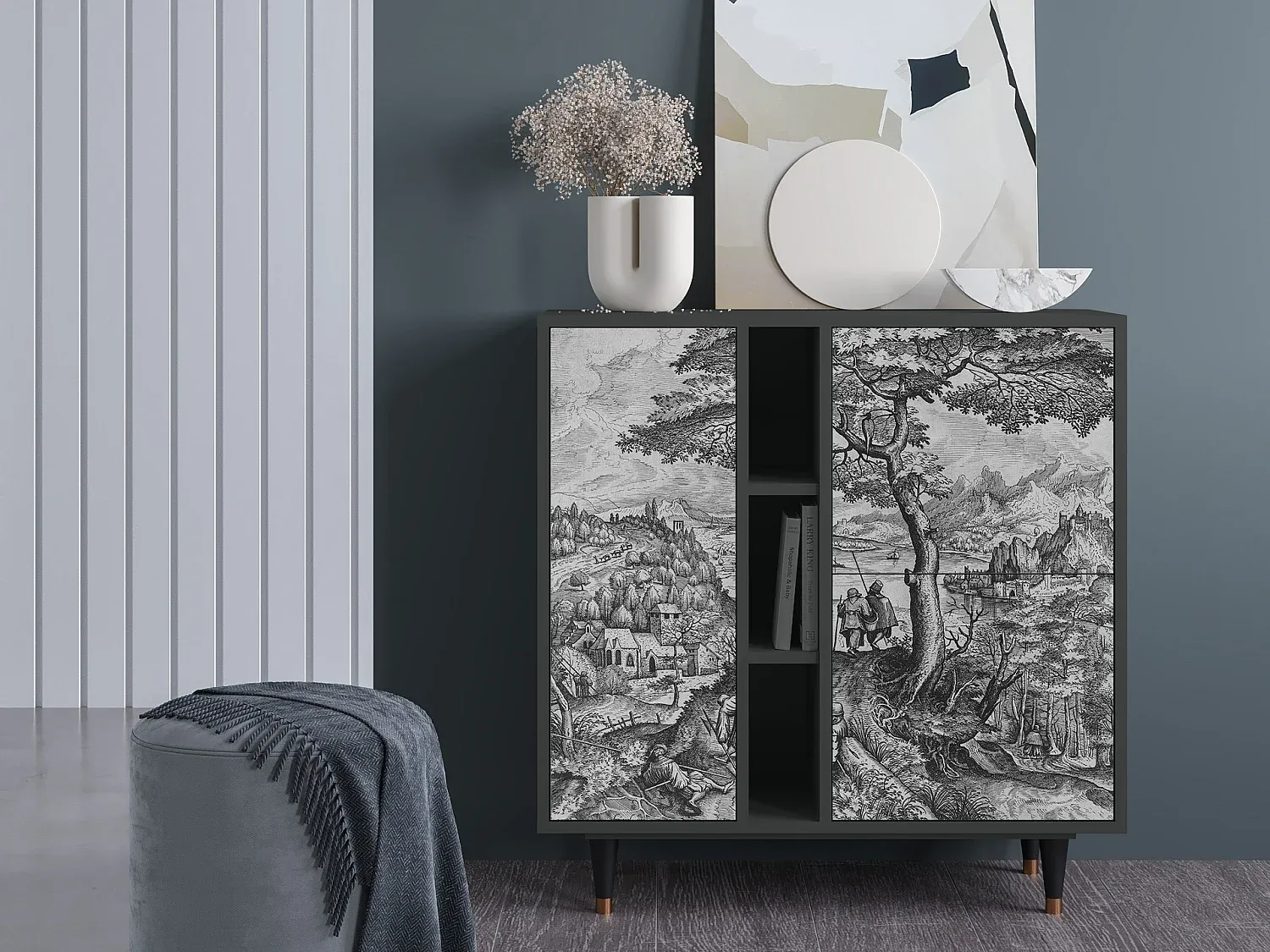 Modernes Sideboard in Anthrazit mit Vielseitigem Stauraum
