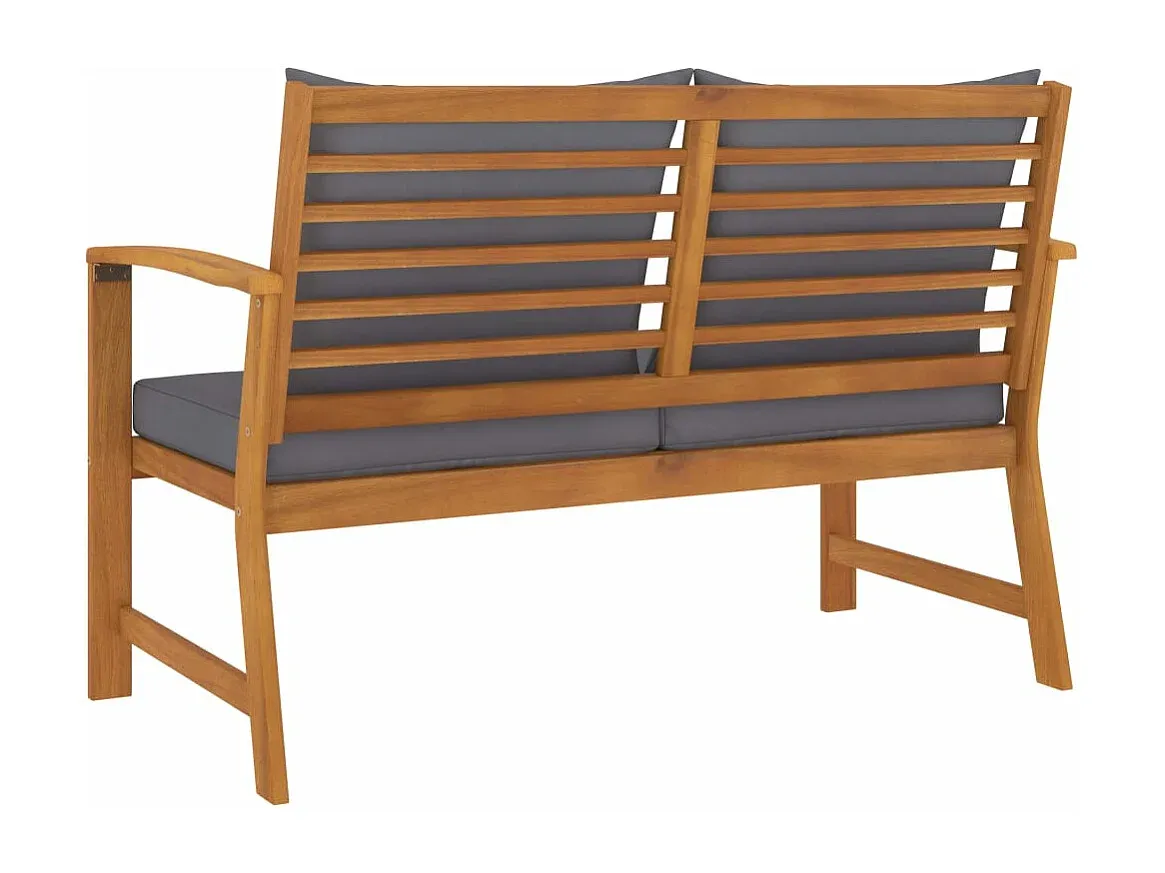 Holz Gartenbank 120 cm mit Dunkelgrauen Kissen
