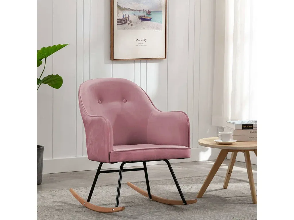 Eleganter Samt-Schaukelstuhl in Rosa