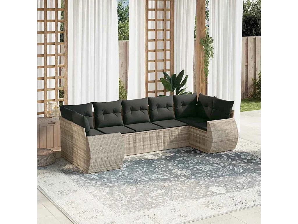 Moderne Garten-Sofagarnitur mit Kissen Hellgrau