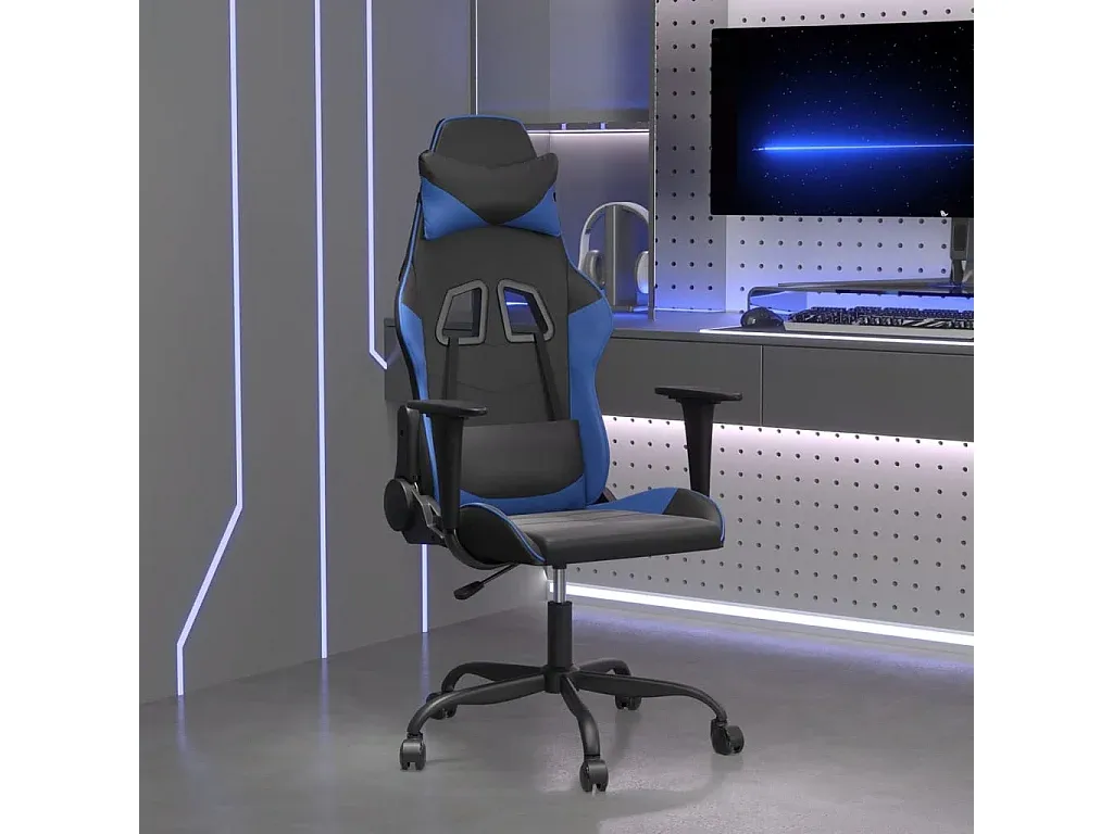 Ergonomischer Schreibtischstuhl mit Massagefunktion in Schwarz-Blau