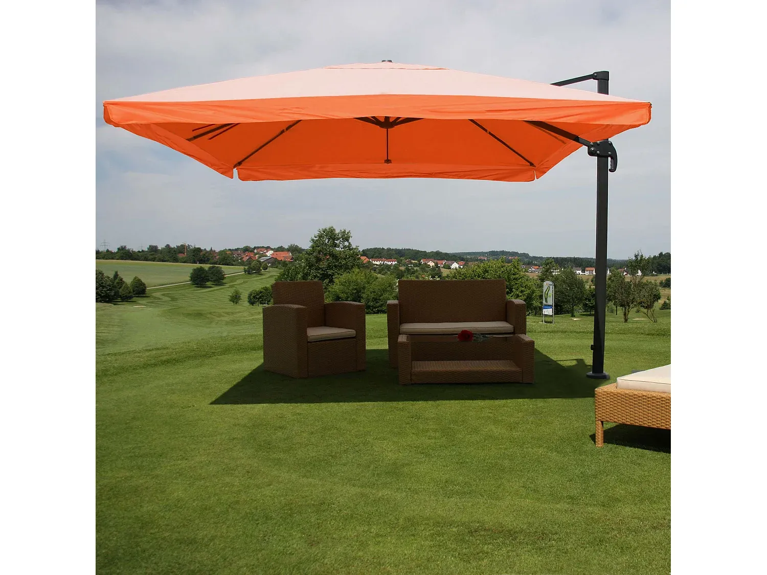 Großer Drehbarer Gartenschirm 3x3m, Terracotta, Ohne Ständer