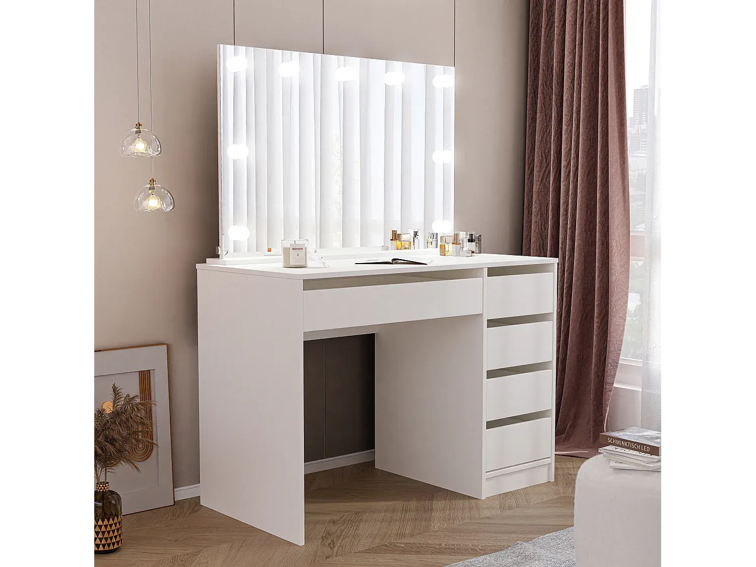 Moderner Schminktisch in Mattweiß für Salons