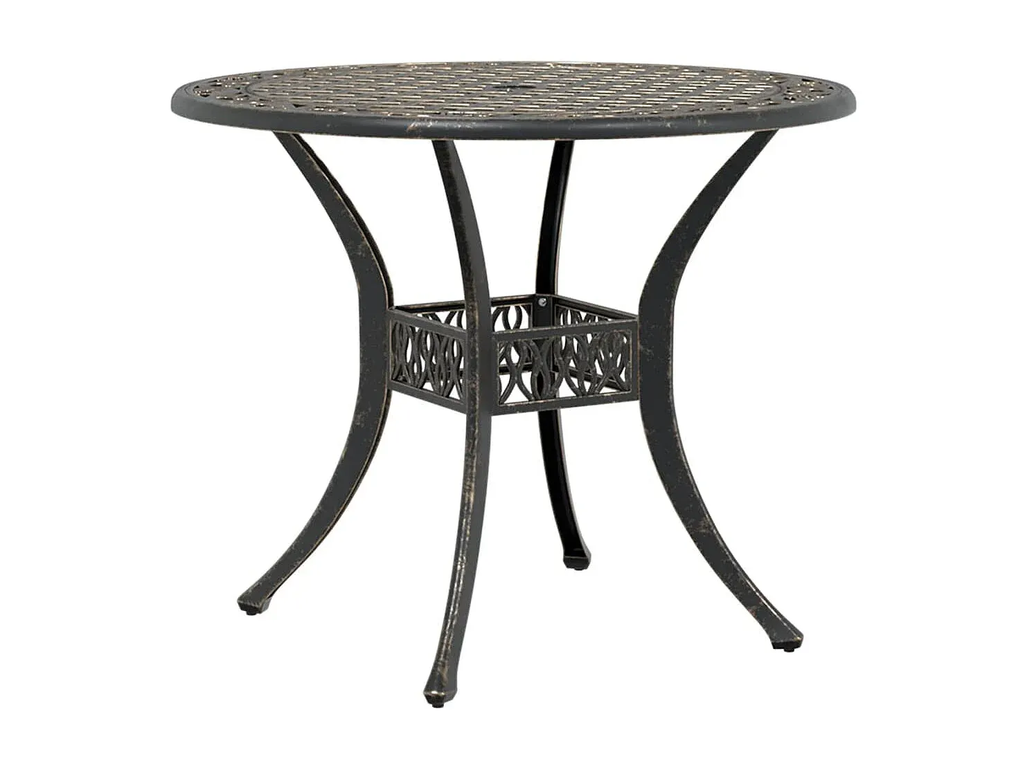 Runder Gartentisch aus Aluminiumguss, Bronze, 90x75 cm