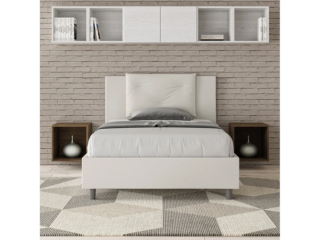 Polsterbett ohne Lattenrost 120x200 cm in Weiß Kunstleder