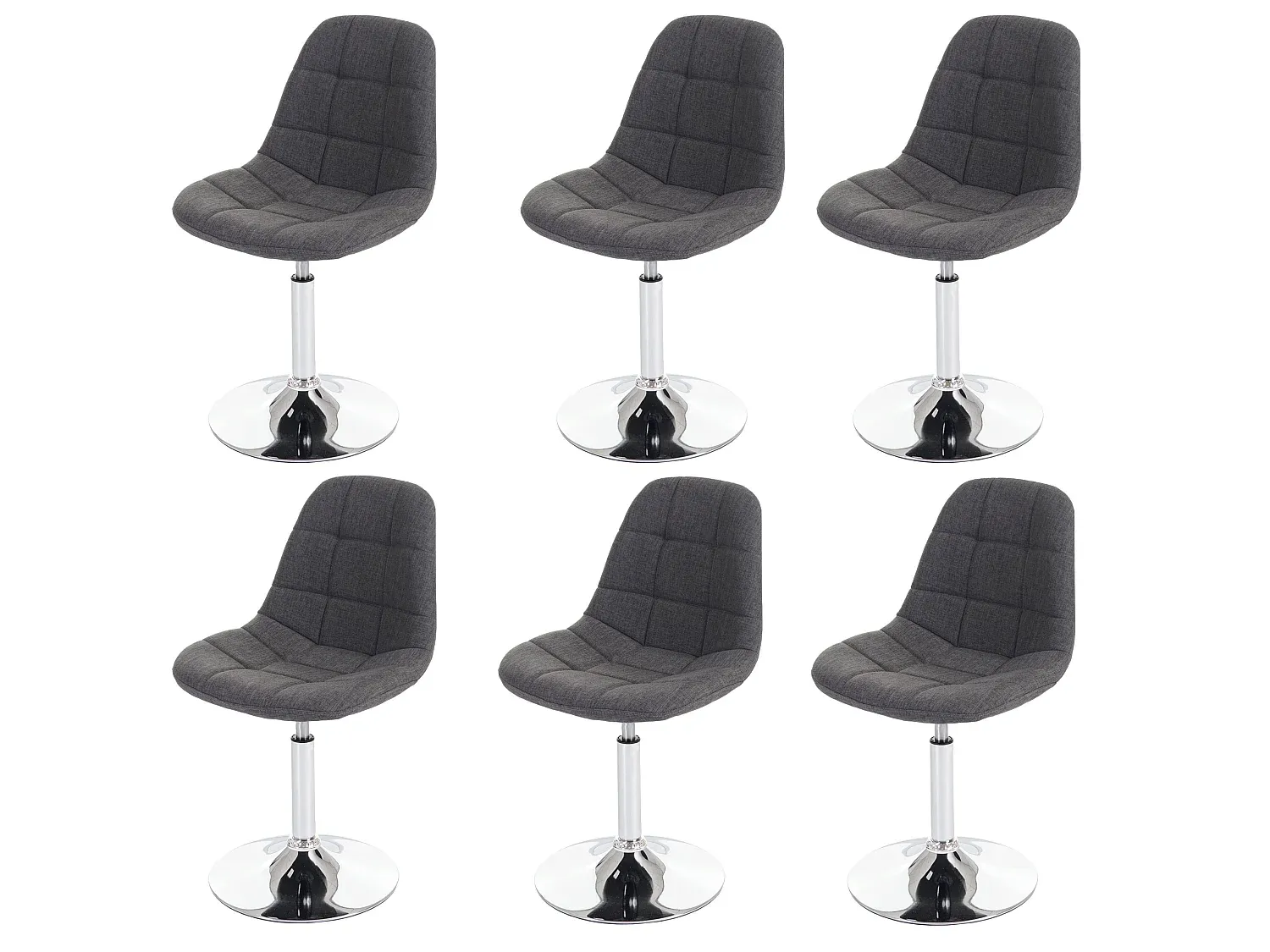 Moderner Esszimmerstuhl-Set aus Textil, hellgrau, 6er-Set