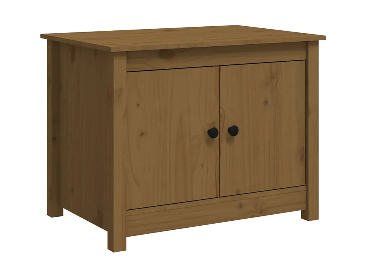 Moderner Beistelltisch aus Kiefernholz in Honigbraun