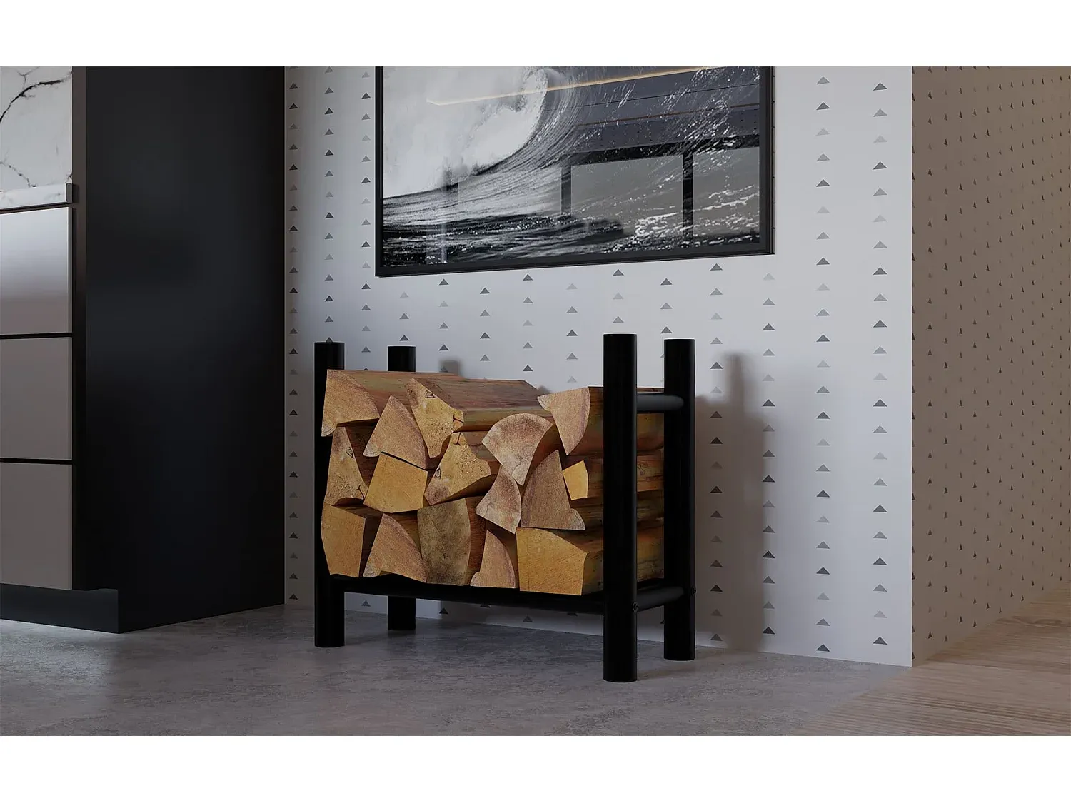 Metall Kaminholzregal schwarz 60x30x60 cm