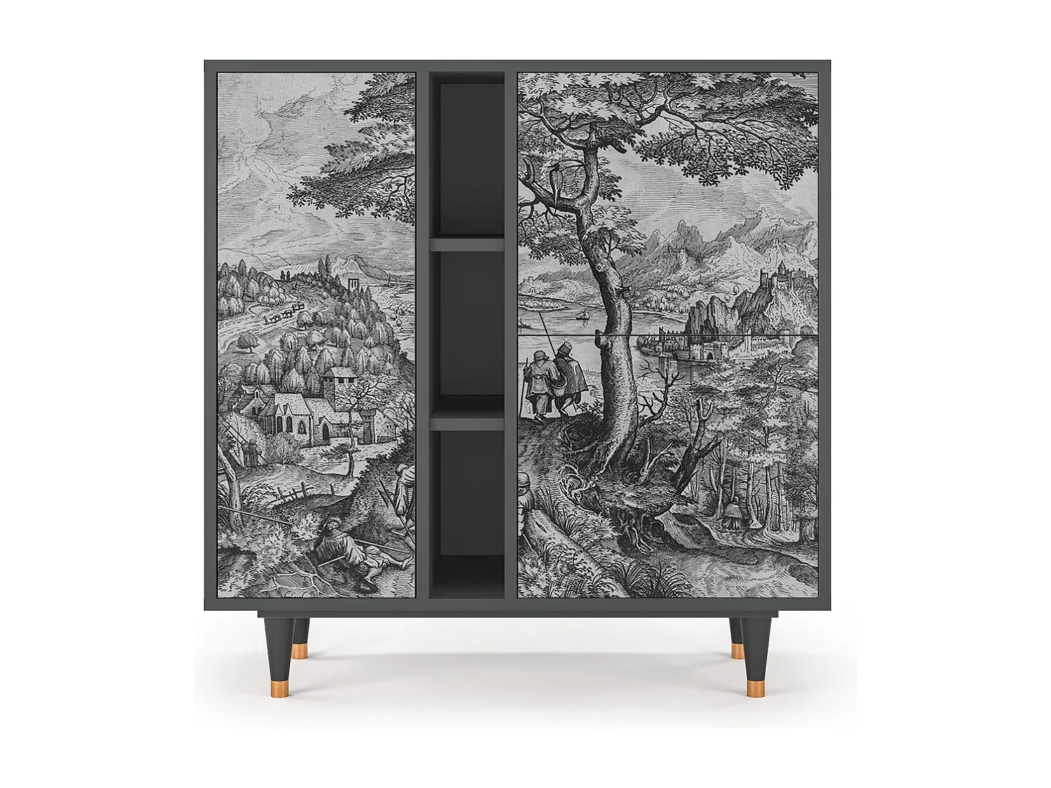 Modernes Sideboard in Anthrazit mit Vielseitigem Stauraum