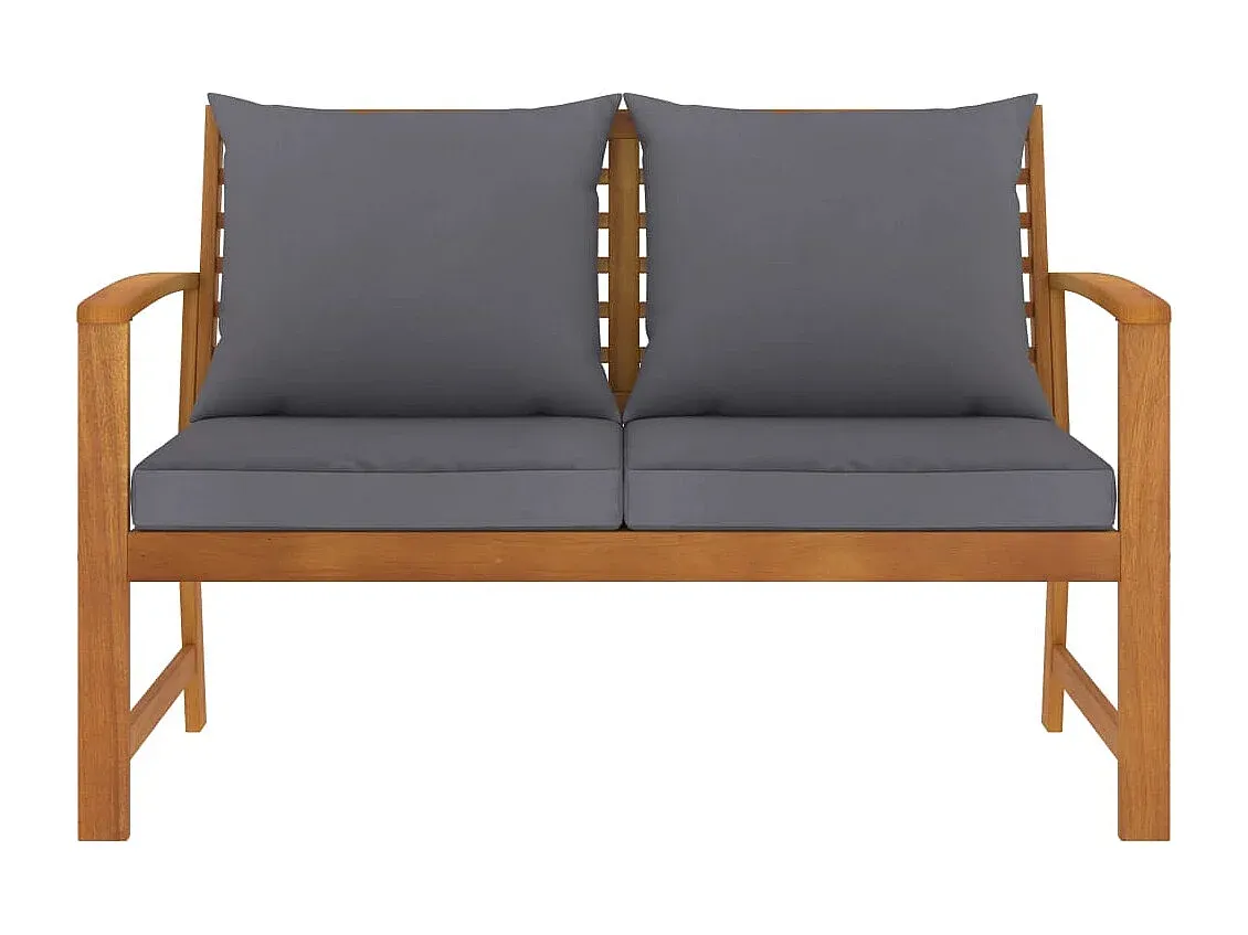 Holz Gartenbank 120 cm mit Dunkelgrauen Kissen