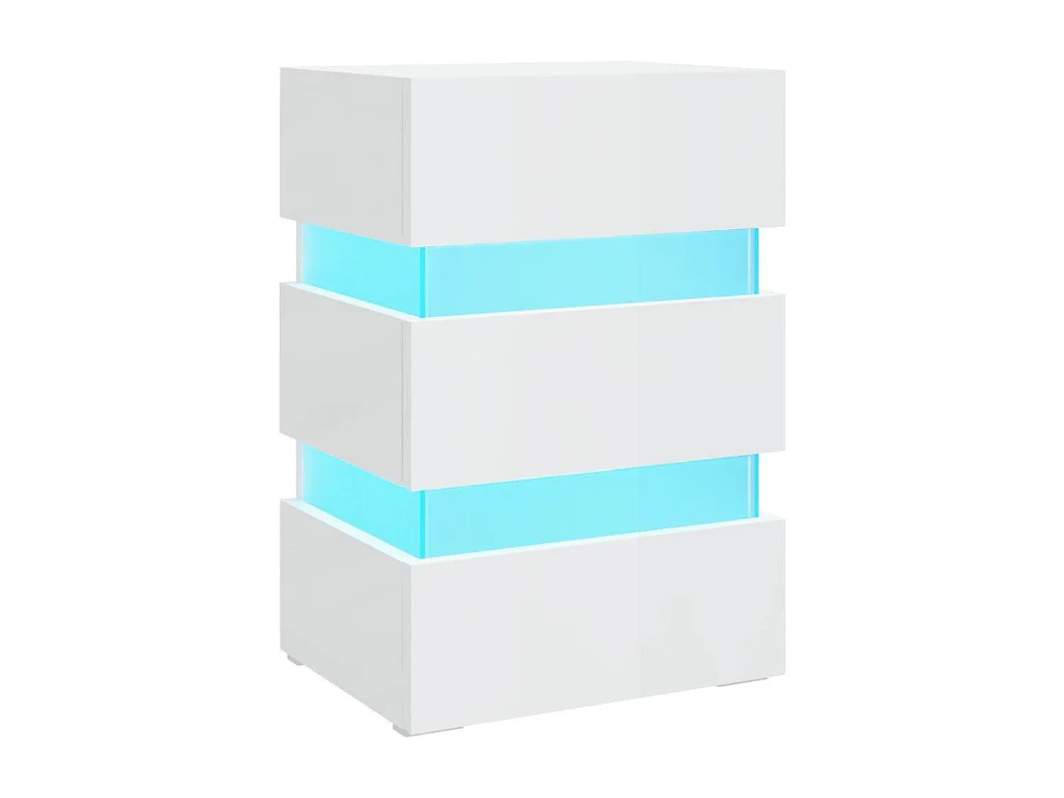 Beleuchteter Nachttisch Hochglanz Weiß aus Holz 45x35x67 cm