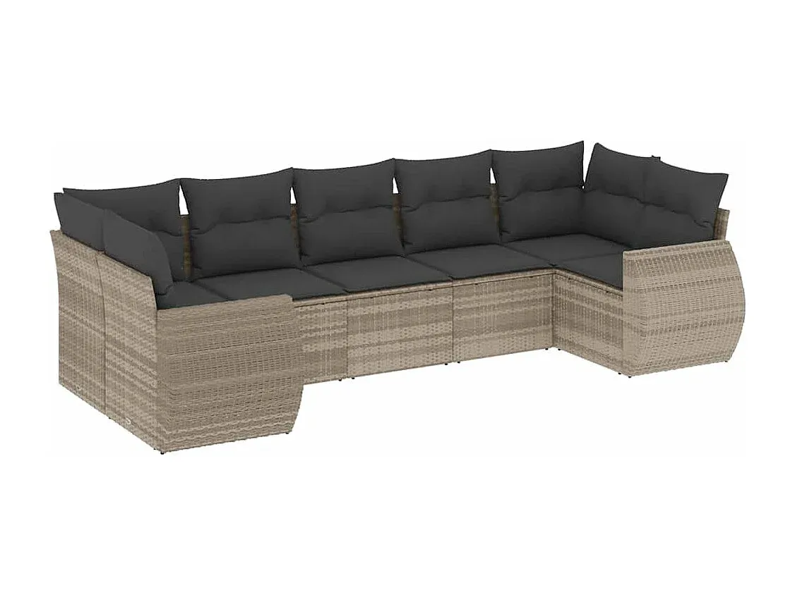 Moderne Garten-Sofagarnitur mit Kissen Hellgrau