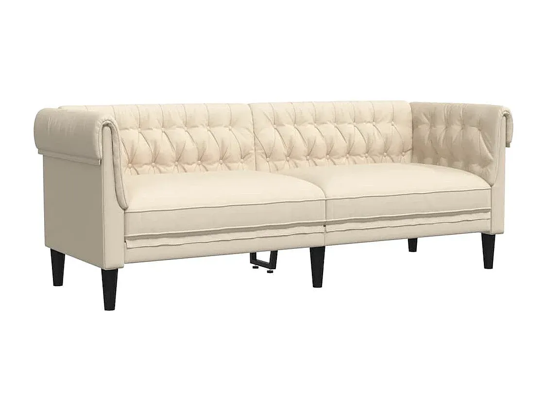 Elegantes 3-Sitzer Stoffsofa in Creme