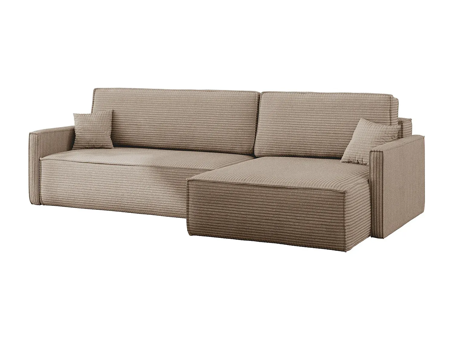Ecksofa L-Form mit Schlaffunktion und Bettkasten Dunkelbeige