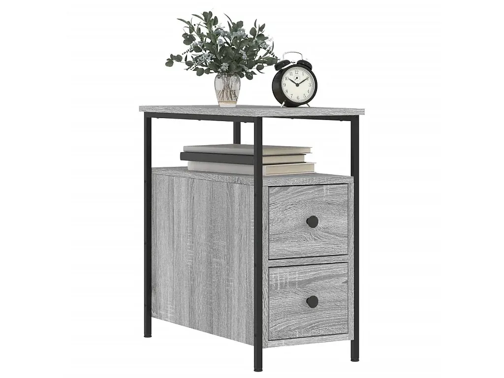 Moderner Nachttisch in Grau und Eiche Sonoma