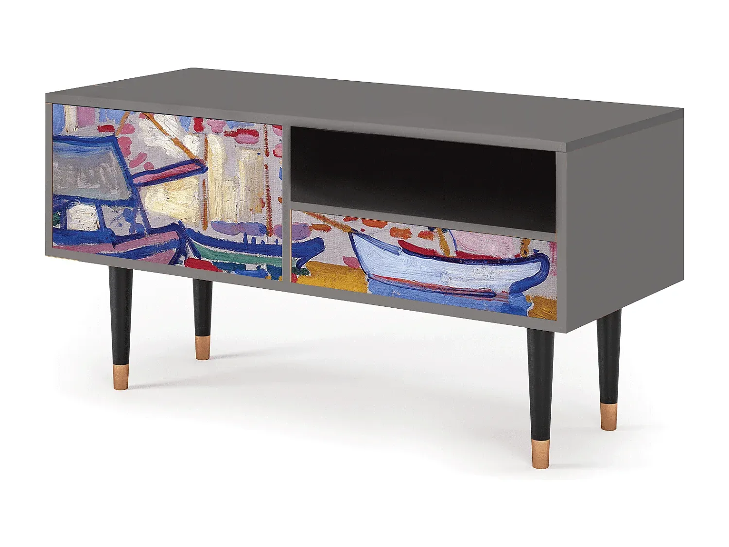 Moderner TV-Schrank in Grau, 115x59x48 cm
