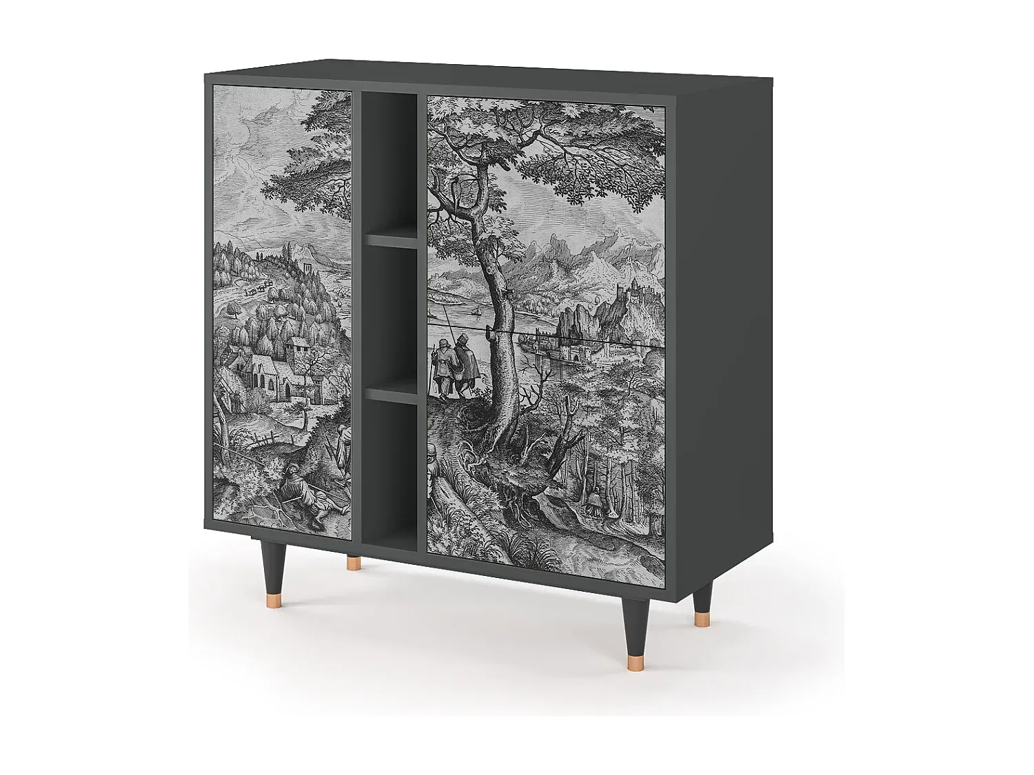 Modernes Sideboard in Anthrazit mit Vielseitigem Stauraum