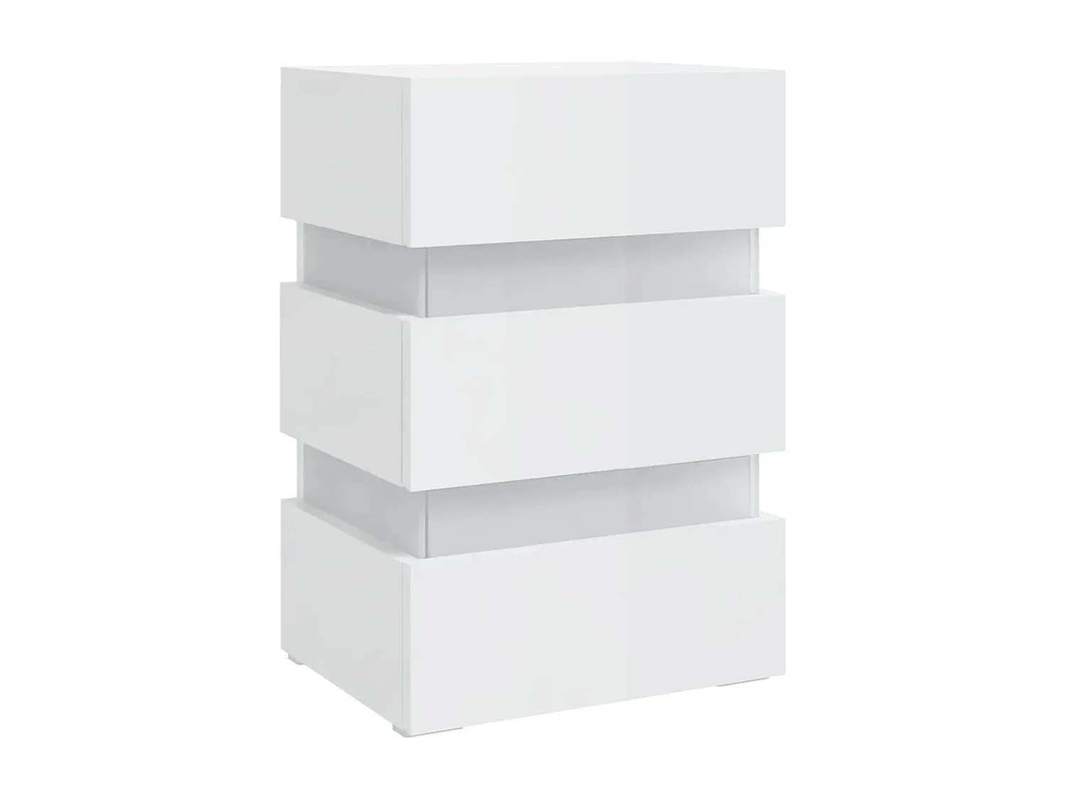 Beleuchteter Nachttisch Hochglanz Weiß aus Holz 45x35x67 cm