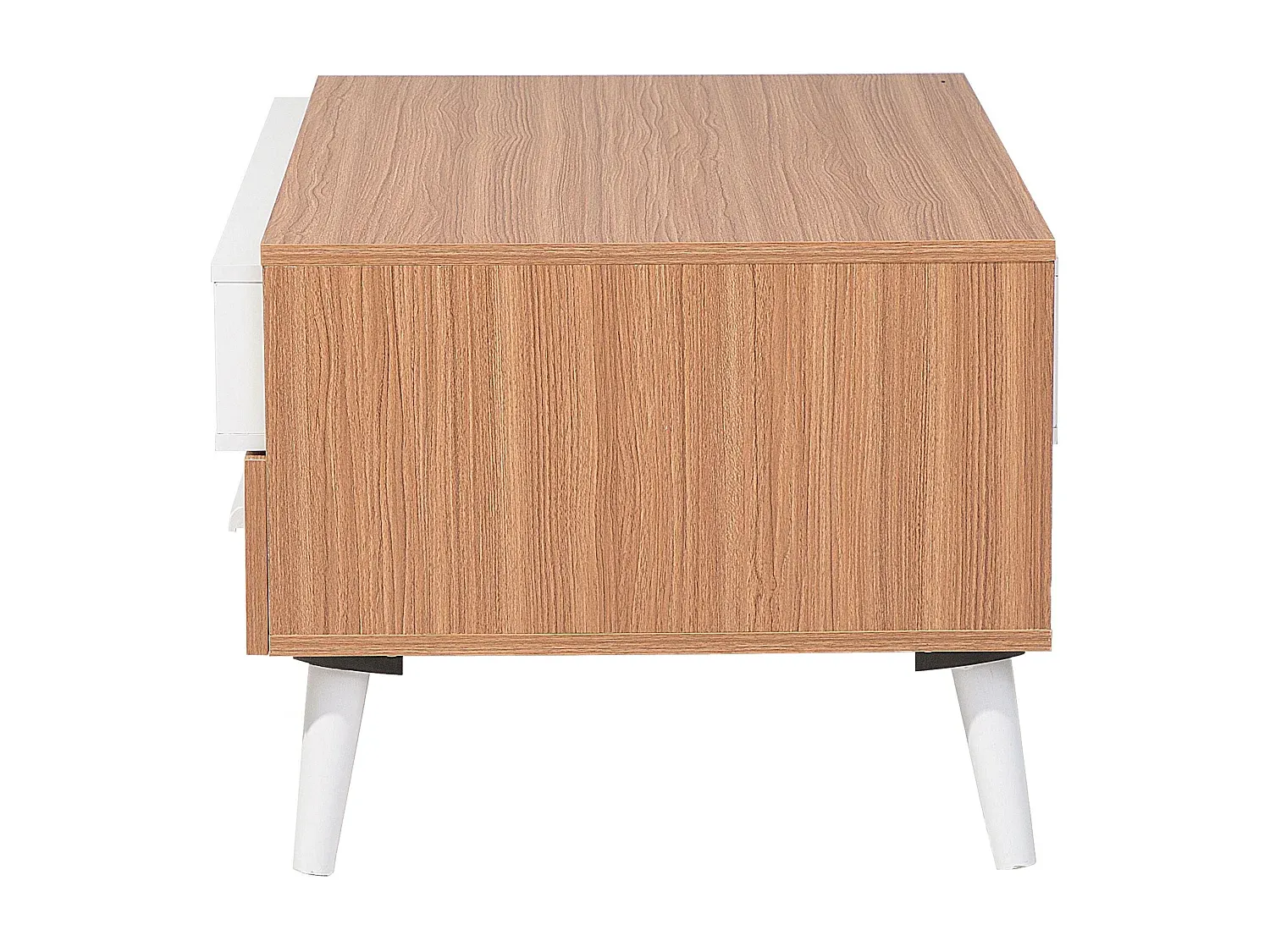 Rechteckiger Couchtisch mit Holzbeinen und Stauraum