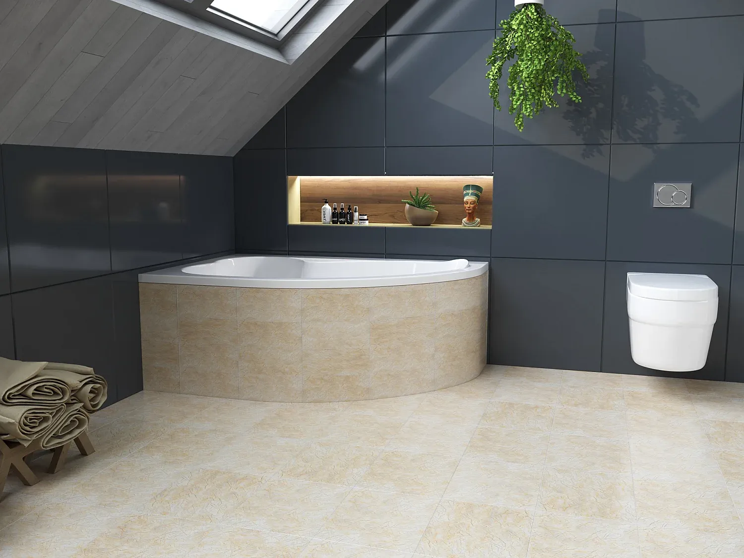 Eckbadewanne 160x105 cm mit Styroporverkleidung