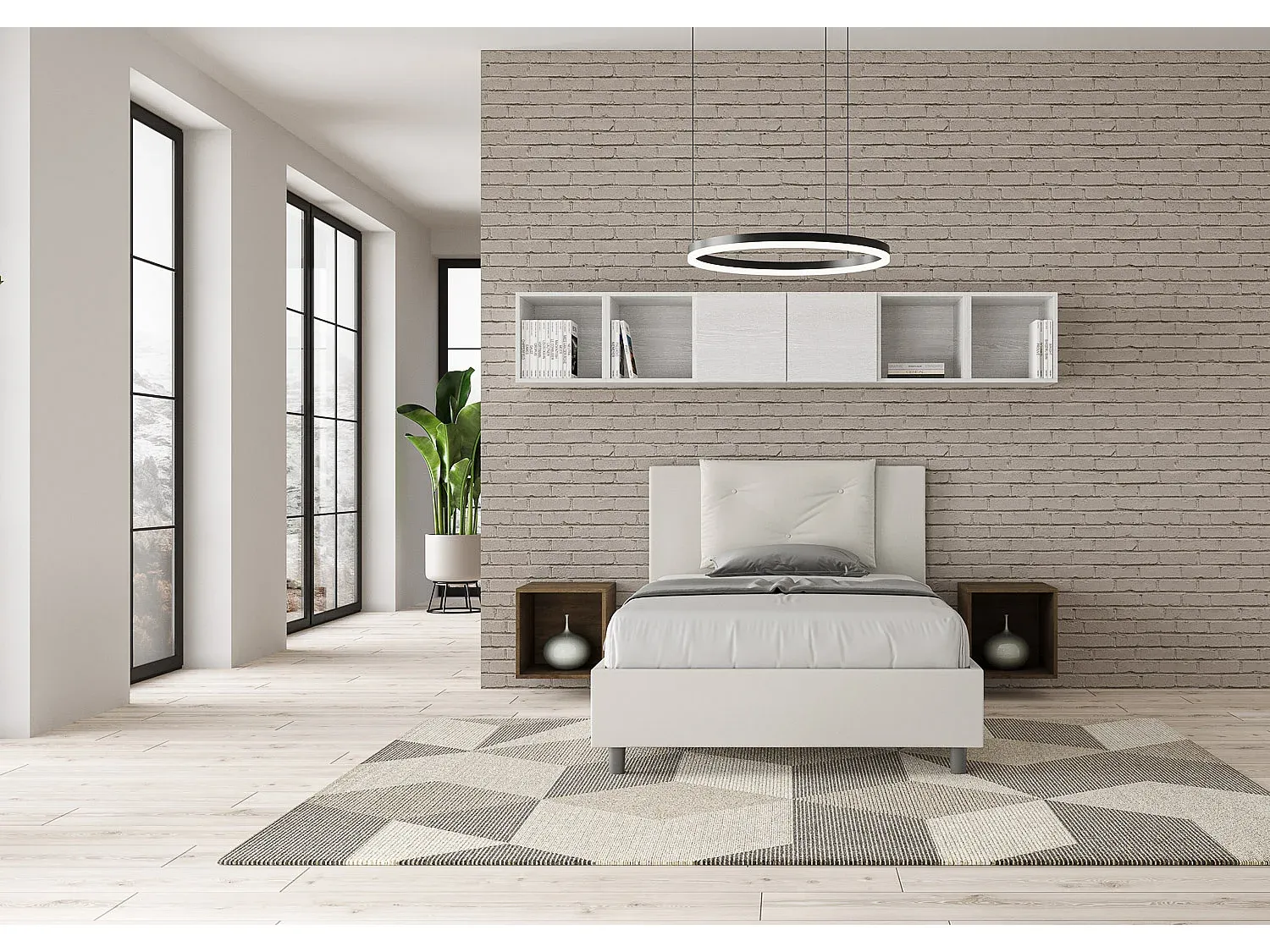 Polsterbett ohne Lattenrost 120x200 cm in Weiß Kunstleder