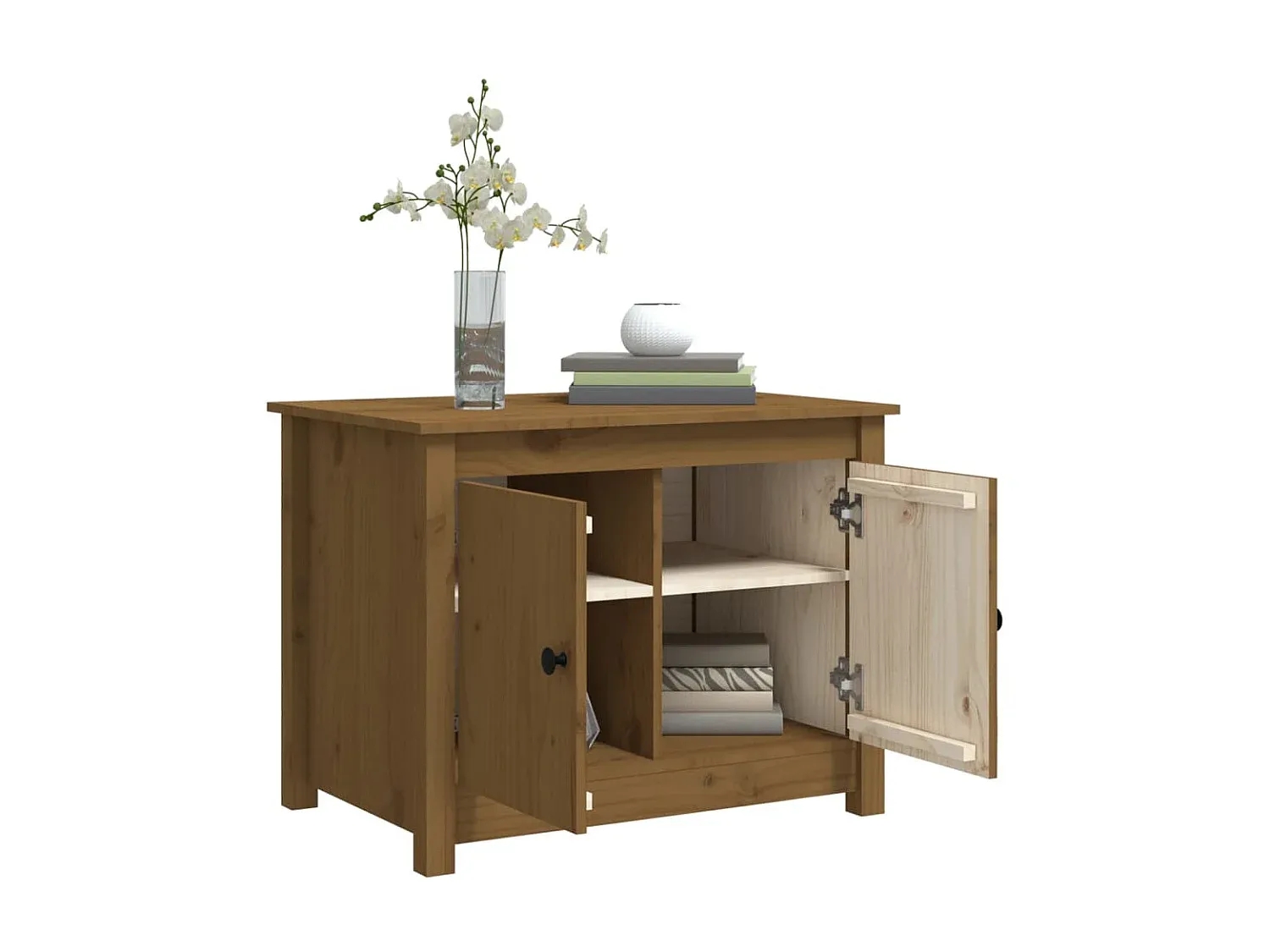 Moderner Beistelltisch aus Kiefernholz in Honigbraun