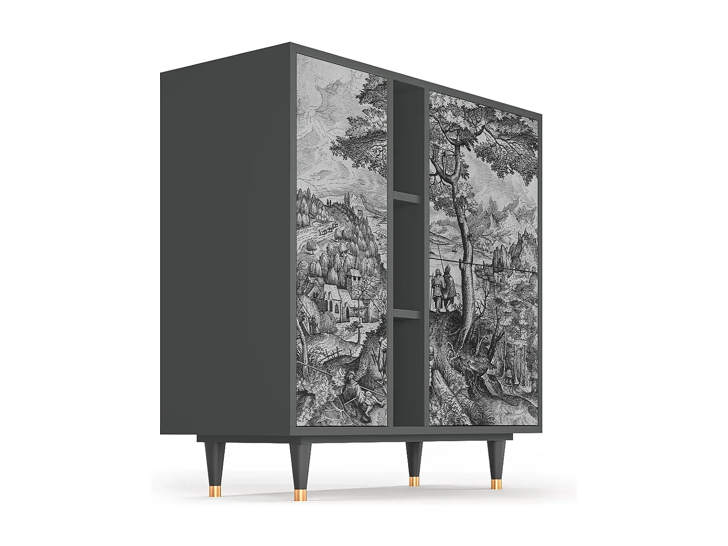 Modernes Sideboard in Anthrazit mit Vielseitigem Stauraum