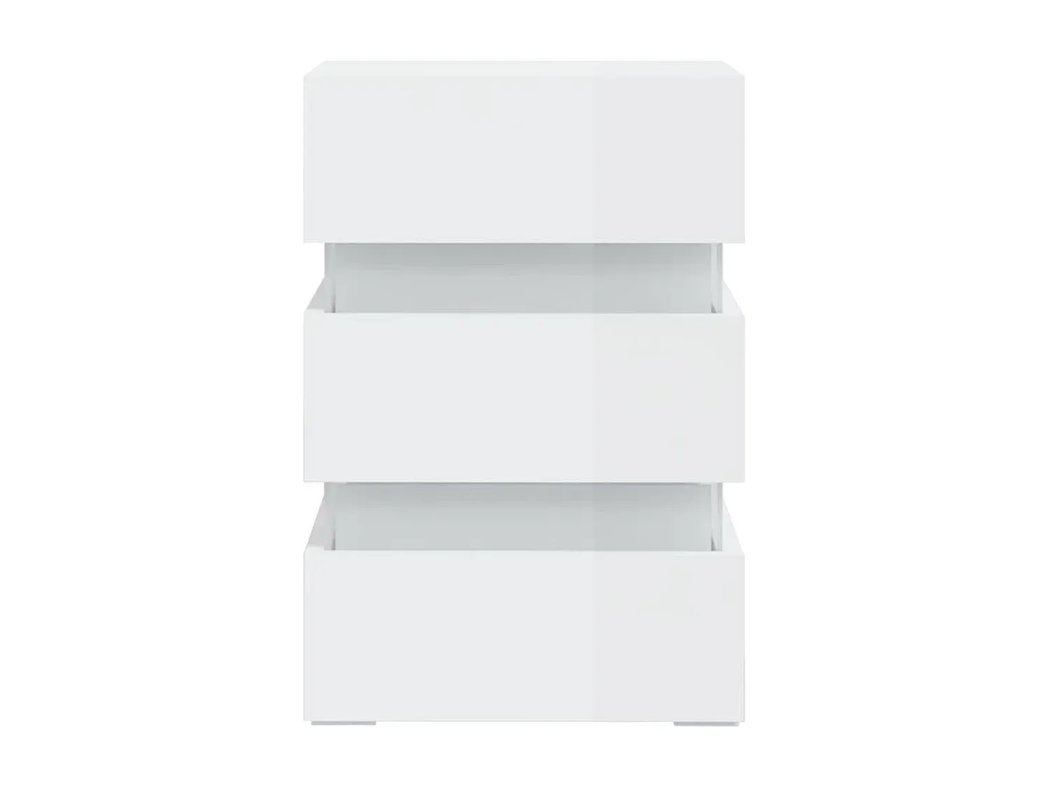 Beleuchteter Nachttisch Hochglanz Weiß aus Holz 45x35x67 cm