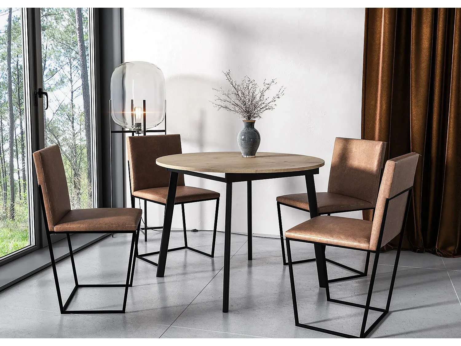 Moderner Esstisch in Trüffelbraun und Schwarz
