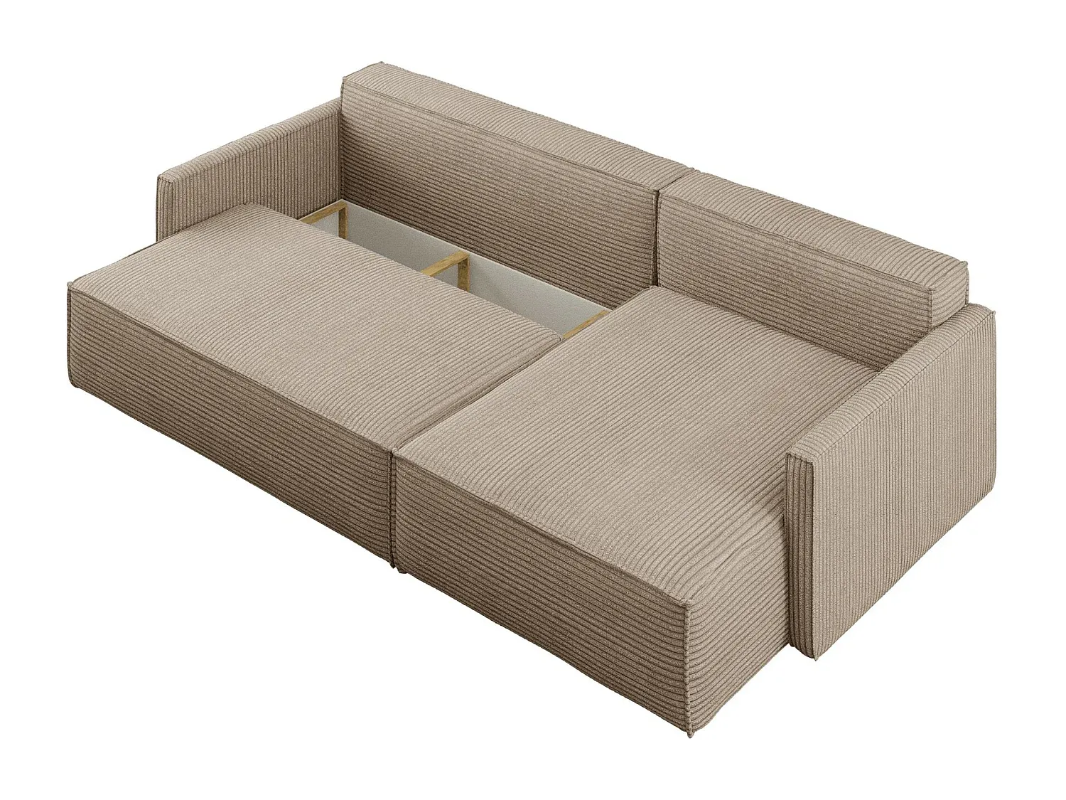 Ecksofa L-Form mit Schlaffunktion und Bettkasten Dunkelbeige
