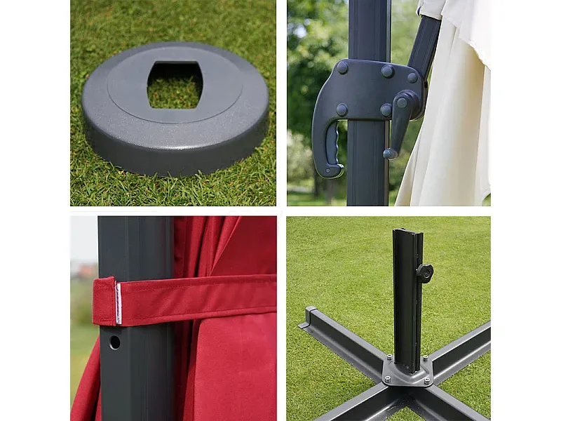 Großer Drehbarer Gartenschirm 3x3m, Terracotta, Ohne Ständer