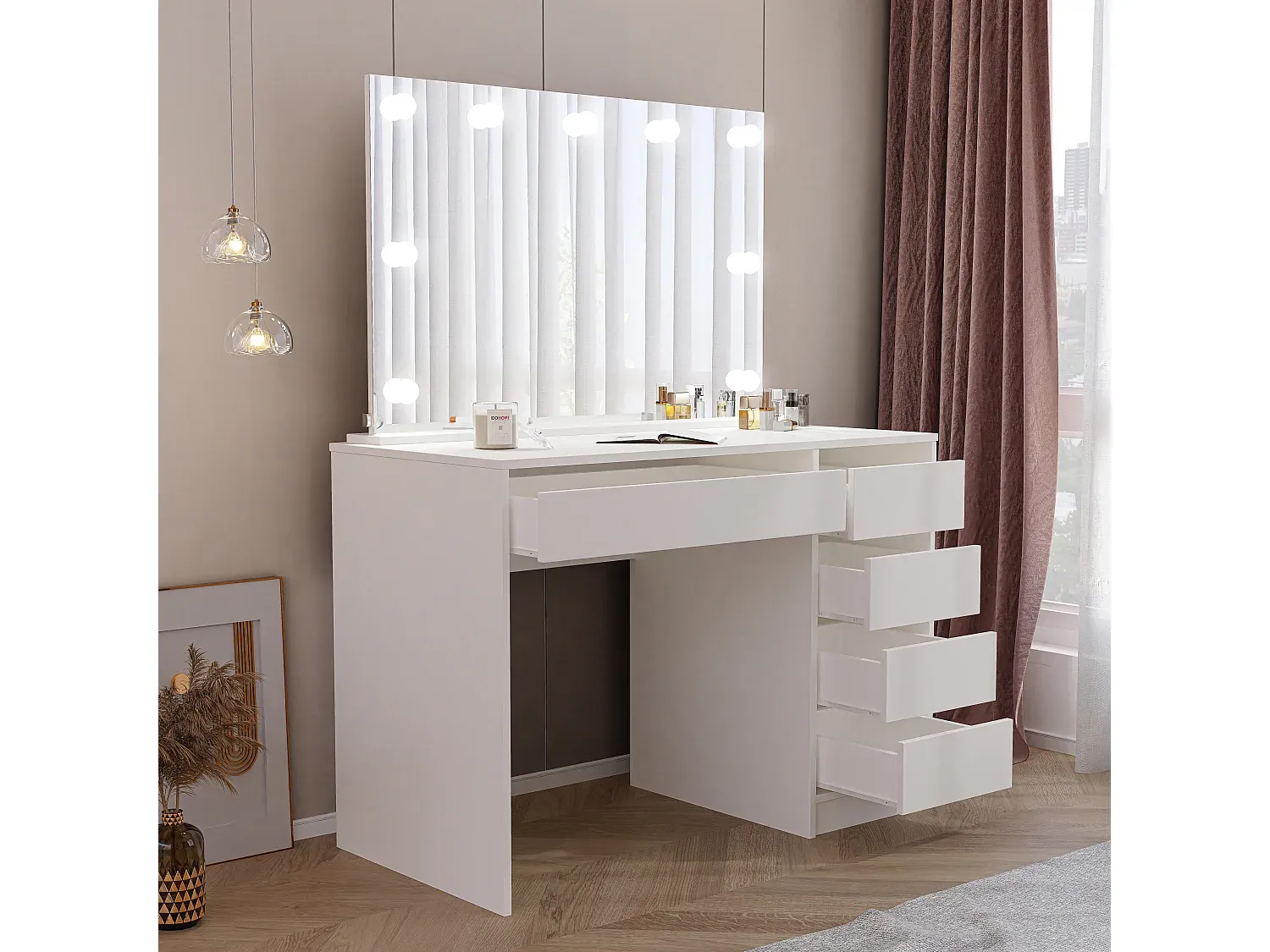 Moderner Schminktisch in Mattweiß für Salons