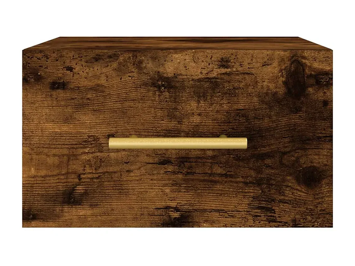 Wandhängende Nachttische im Set, Räuchereiche, 35x35x20 cm