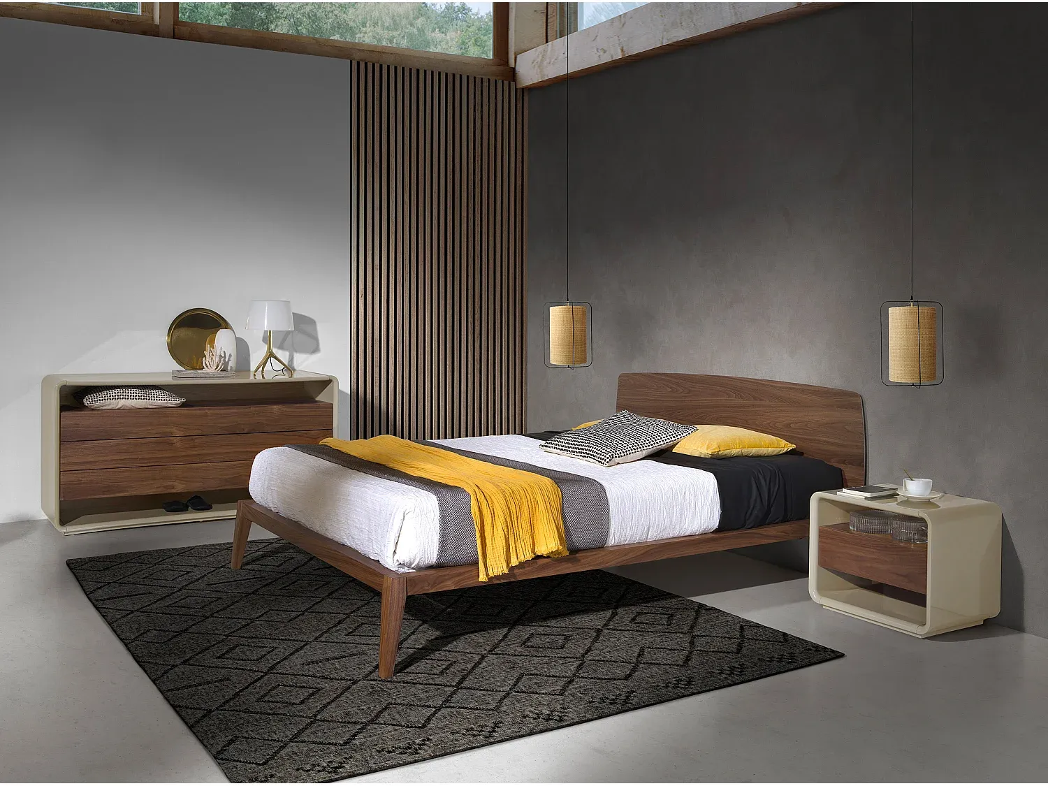 Moderner Nachttisch aus Holzmaterialien